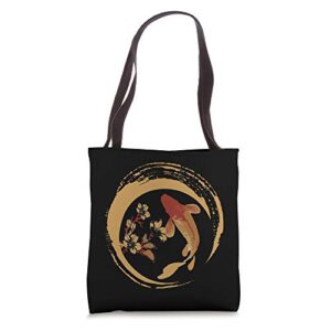 koi fish japanese koi carp cherry blossom sakura nishikigoi tote bag