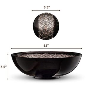 Home Decor Decorative Bowl with Orbs Set - Centerpiece Table Decorations Coffee Table Decor - Home Decorations for Living Room Decor, Big Table Centerpieces for Dining Room Table (Dublin Brown)