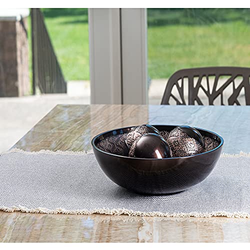 Home Decor Decorative Bowl with Orbs Set - Centerpiece Table Decorations Coffee Table Decor - Home Decorations for Living Room Decor, Big Table Centerpieces for Dining Room Table (Dublin Brown)