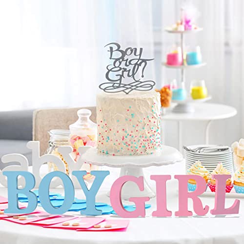 Gender Reveal Table Decorations, Boy Girl Letter Table Signs Blue and Pink Wooden Tabletop Decor for Gender Reveal and Baby Shower Party Supplies