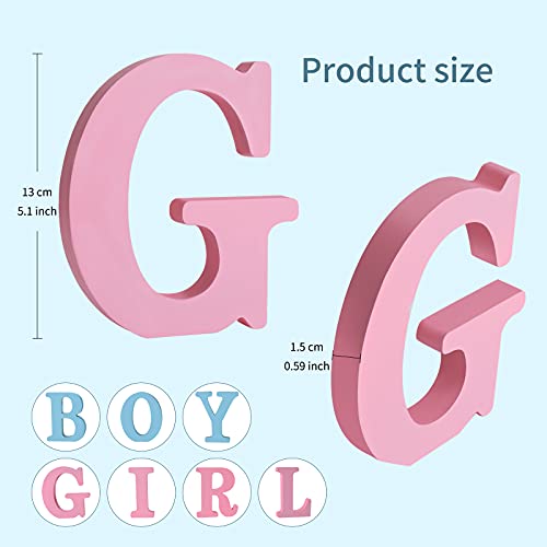 Gender Reveal Table Decorations, Boy Girl Letter Table Signs Blue and Pink Wooden Tabletop Decor for Gender Reveal and Baby Shower Party Supplies