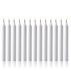 white taper candles – set of 120 dripless chime candles – 4 inch tall, 1/2 inch thick – 1.5 hour clean burning
