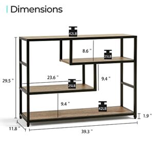 LINSY HOME Console Table, Wood Sofa Table, 4-Tier Entryway Table, Sofa Tables Narrow Long with Storage Shelves, 39.3” Console Tables for Entryway, Hallway, Sofa, Couch, Living Room, Bar, Kitchen