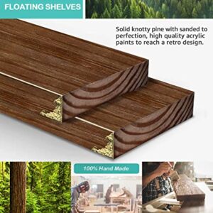 JanJunDec 24 Inch Rustic Wood Floating Shelves for Wall Mounted Set of 4 Wide Wall Shelf Large Wooden Shelves Farmhouse Bathroom Wall Shelves Organizer Kitchen Bedroom Living Room Display Shelf Brown