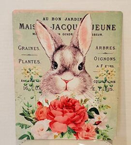 eeypy vintage bunny easter spring farmhouse country charm poster wall decor poster metal tin sign iron painting home family lovers gift metal signs bedroom retro parlor yard wall decor 8×12 inch, mix010