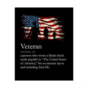 "Definition of a United States Veteran"-American Military Wall Art -8 x 10" Patriotic USA Flag Print-Ready to Frame. Home-Office-Garage-Bar-Shop Decor. Great Gift of Gratitude for Military-Veterans!