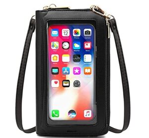rfid blocking touch screen phone bag small crossbody bag shoulder handbag wristlet for women (e4 black – touch screen)