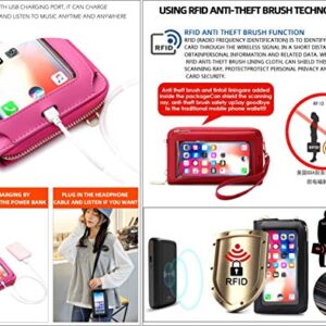 RFID Blocking Touch Screen Phone Bag Small Crossbody Bag Shoulder Handbag Wristlet for Women (E4 Black - Touch Screen)