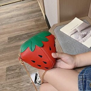 Strawberry Shape CrossBody Purse Bag,Cellphone Shoulder Bags Card Holder Wallet PU Phone Shoulder Wallet for Women Girl (Red)