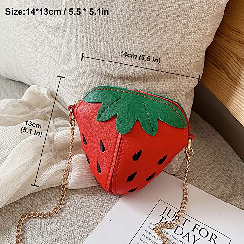 Strawberry Shape CrossBody Purse Bag,Cellphone Shoulder Bags Card Holder Wallet PU Phone Shoulder Wallet for Women Girl (Red)