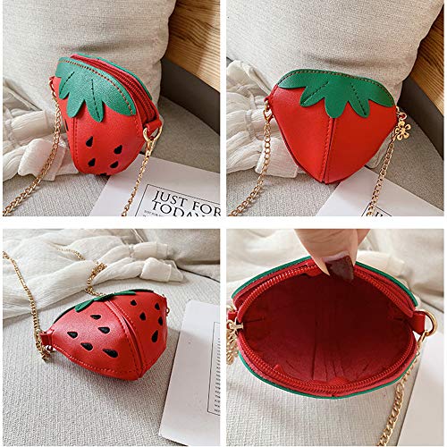 Strawberry Shape CrossBody Purse Bag,Cellphone Shoulder Bags Card Holder Wallet PU Phone Shoulder Wallet for Women Girl (Red)