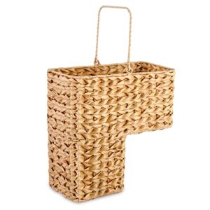 woven stair step basket | multi story house wicker storage baskets for stairsteps – shoe organizer, laundry gathering basket, hyacinth storage basket, toy storage – by madeterra (natural)