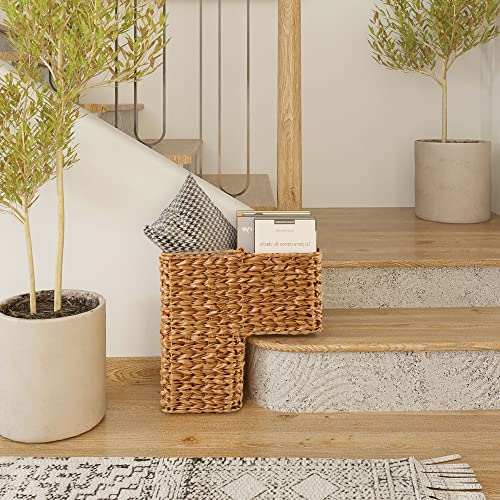 Woven Stair Step Basket | Multi Story House Wicker Storage Baskets for Stairsteps - Shoe Organizer, Laundry Gathering Basket, Hyacinth Storage Basket, Toy Storage - By MadeTerra (Natural)