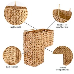 Woven Stair Step Basket | Multi Story House Wicker Storage Baskets for Stairsteps - Shoe Organizer, Laundry Gathering Basket, Hyacinth Storage Basket, Toy Storage - By MadeTerra (Natural)