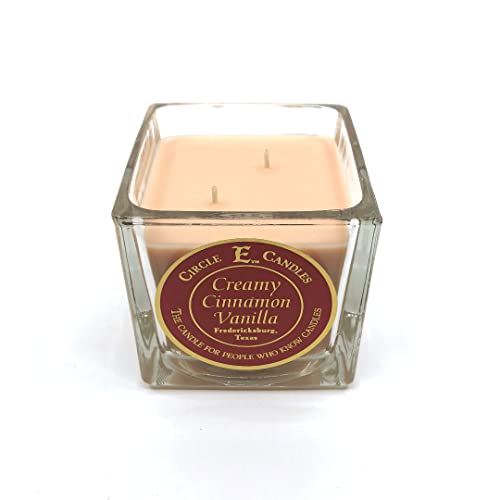 Circle E Candles, Creamy Cinnamon Vanilla Scent, Medium Size Jar Candle, 22oz, 2 Wicks