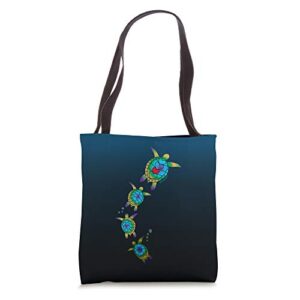 beautiful tropical swimming sea turtles tote bag