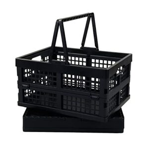 ortodayes 2 pack folding plastic crate, collapsible shopping basket with handles