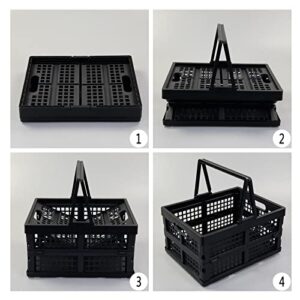 Ortodayes 2 Pack Folding Plastic Crate, Collapsible Shopping Basket with Handles