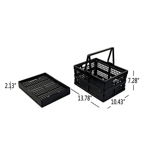 Ortodayes 2 Pack Folding Plastic Crate, Collapsible Shopping Basket with Handles