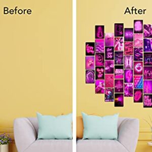 KOLL DECOR Pink wall collage kit - 50 Set 4''x6'' Prints Aesthetic wall images neon posters hot pink wall decor Room Collage Decoration for Teen Girls