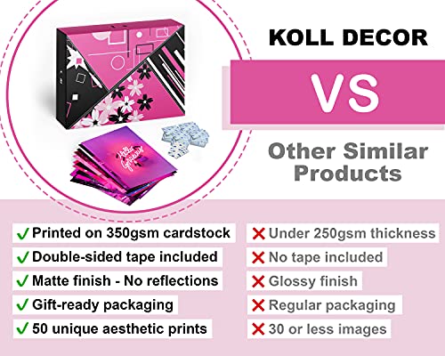 KOLL DECOR Pink wall collage kit - 50 Set 4''x6'' Prints Aesthetic wall images neon posters hot pink wall decor Room Collage Decoration for Teen Girls
