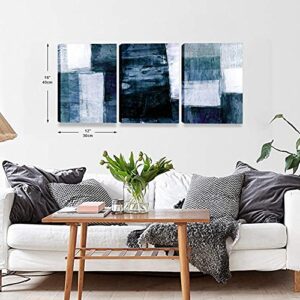 Kaupuar 3 Pieces Canvas Wall Art-Gray Blue Abstract Art Painting-Modern Canvas Artwork Wall Decor Ready to Hang 12''x16'', 3 Pieces