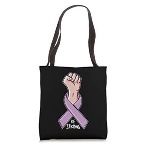 be strong pink ribbon breast cancer awareness tote bag