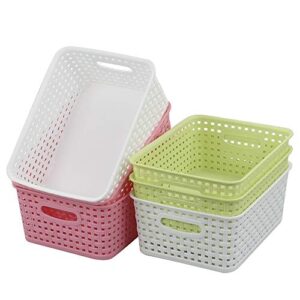 waikhomes 6-pack plastic weave baskets, desktop pantry organizer basket bins