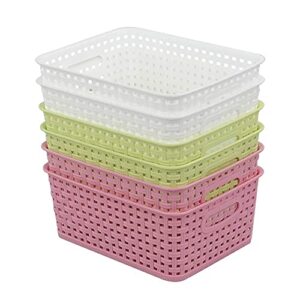 Waikhomes 6-Pack Plastic Weave Baskets, Desktop Pantry Organizer Basket Bins