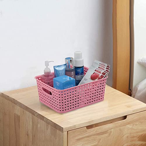 Waikhomes 6-Pack Plastic Weave Baskets, Desktop Pantry Organizer Basket Bins