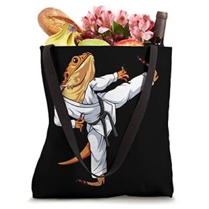 Funny Bearded Dragon Karate Reptile Pogona Martial Arts Pose Tote Bag