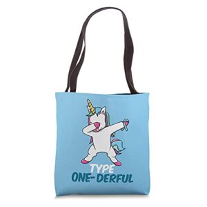 type 1 diabetes awareness unicorn type one diabetic boy girl tote bag