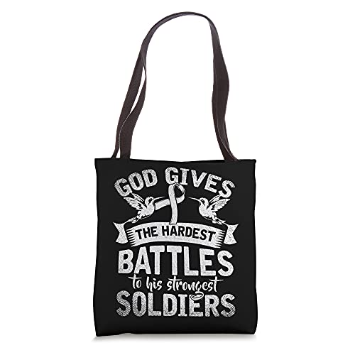 Strongest Soldiers Bird White Ribbon Warrior Lung Cancer Tote Bag