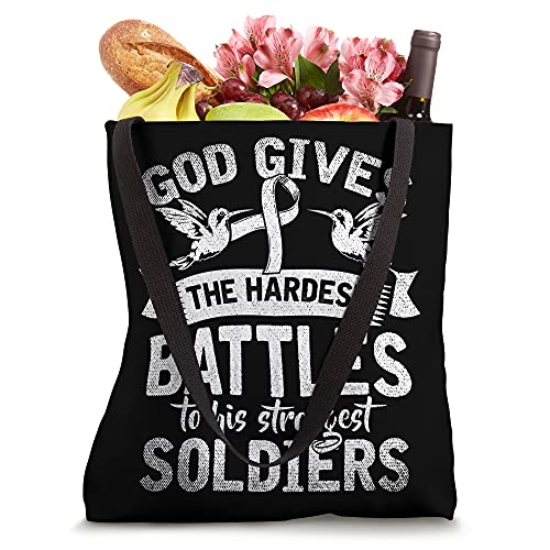 Strongest Soldiers Bird White Ribbon Warrior Lung Cancer Tote Bag