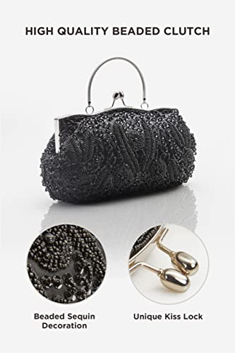 BABEYOND Evening Clutch Purses for Women - 1920s Accessories for Women Gatsby Evening Bag Vintage Beaded Sequin Pearl Purse