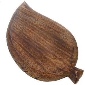 Earthly Home Wooden Decorative Leaf Design Serving Tray - Natural Finish - Size: 12 x 8 x 1 Inches - Intricate Detail with Hand Carving Creates a Truly Unique Furnishing Accent