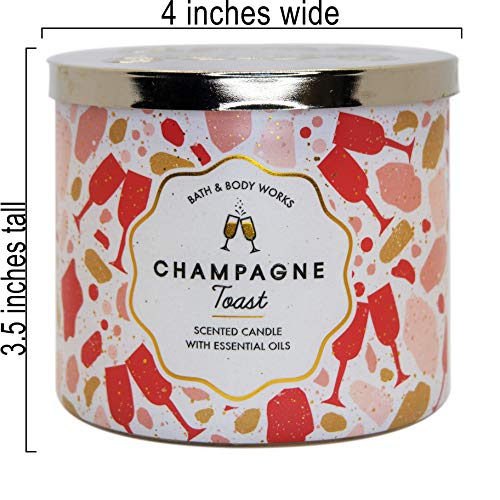 White Barn Bath and Body Works, 3-Wick Candle w/Essential Oils - 14.5 oz - 2021 Spring Scents! (Champagne Toast)