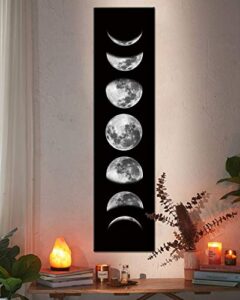 moon phase wall art painting, black and white moon canvas print poster wall art decoration for bedroom living room (black unframed)
