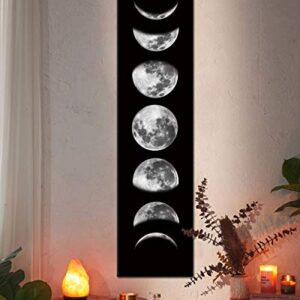 Moon Phase Wall Art Painting, Black and White Moon Canvas Print Poster Wall Art Decoration for Bedroom Living room (Black unframed)