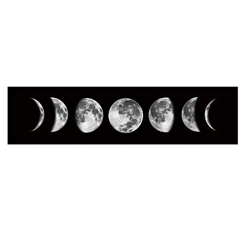 Moon Phase Wall Art Painting, Black and White Moon Canvas Print Poster Wall Art Decoration for Bedroom Living room (Black unframed)