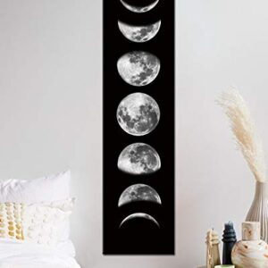 Moon Phase Wall Art Painting, Black and White Moon Canvas Print Poster Wall Art Decoration for Bedroom Living room (Black unframed)