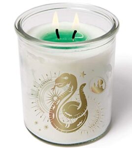 harry potter color changing slytherin candle, large 10 oz – wax turns from white to green when lit – soy wax, unscented – great gift for harry potter fans