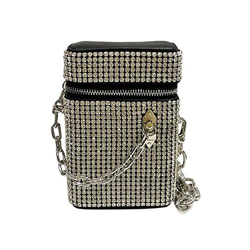 HappyERA Bling Rhinestone Cell Phone Purse Evening Handbag Wallet Crossbody Clutch Bag - Silver