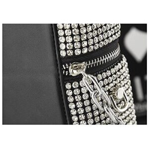 HappyERA Bling Rhinestone Cell Phone Purse Evening Handbag Wallet Crossbody Clutch Bag - Silver