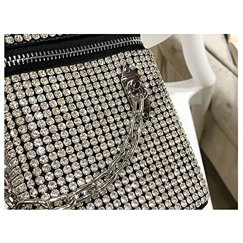 HappyERA Bling Rhinestone Cell Phone Purse Evening Handbag Wallet Crossbody Clutch Bag - Silver