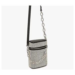 HappyERA Bling Rhinestone Cell Phone Purse Evening Handbag Wallet Crossbody Clutch Bag - Silver