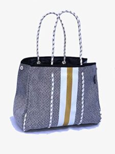 dallas hill designs large tote bag for women | neoprene shoulder purse | travel, beach, gym handbag | extra pouch