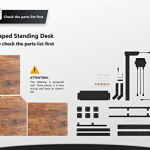 FEZIBO Dual Motor L Shaped Electric Standing Desk, 48 Inches Stand Up Corner Desk, Home Office Sit Stand Desk with Rustic Brown Top and Black Frame