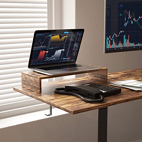 FEZIBO Dual Motor L Shaped Electric Standing Desk, 48 Inches Stand Up Corner Desk, Home Office Sit Stand Desk with Rustic Brown Top and Black Frame