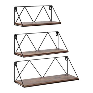 amazon brand – pinzon rustic floating shelves, wall storage shelve for bathroom bedroom kitchen living room office, (set of 3)
